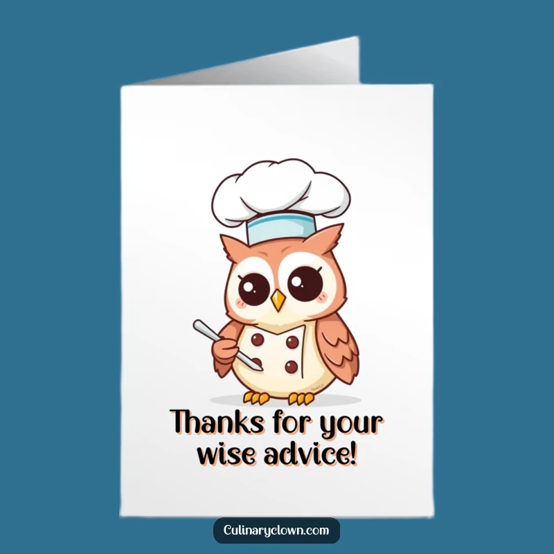 Free Printable Thank You Owl Chef Card - Funny Downloadable Gift for Food Lovers