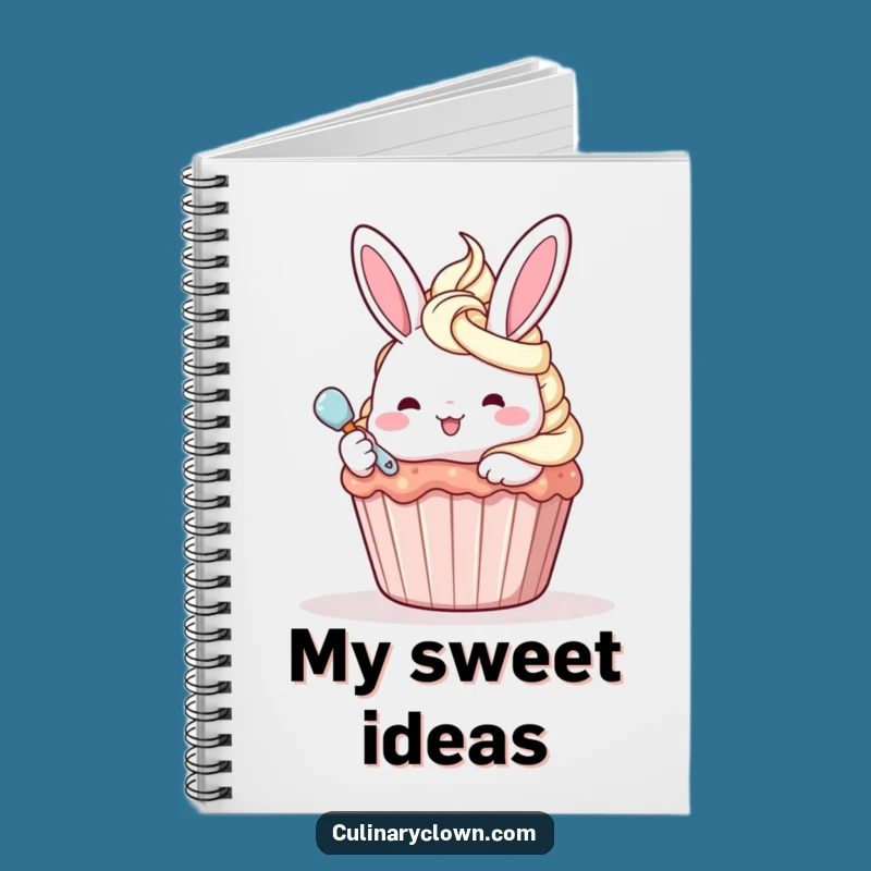 Funny Kawaii Bunny Frosting Cupcake Notebook - Hilarious Journal for Recipes
