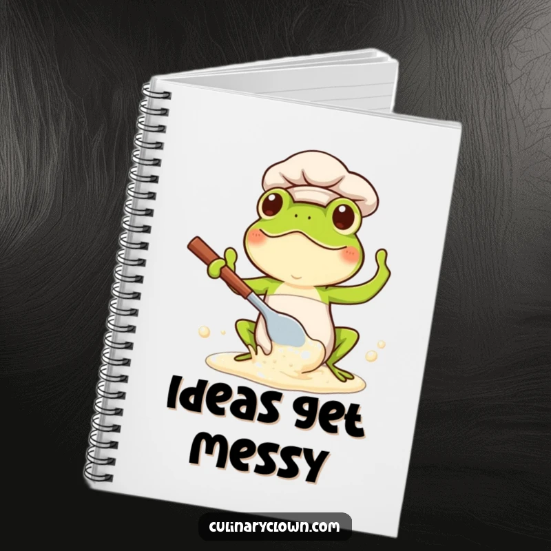 Funny Kawaii Frog Chef Notebook: Adorable frog chef with batter, perfect for jotting down recipes.