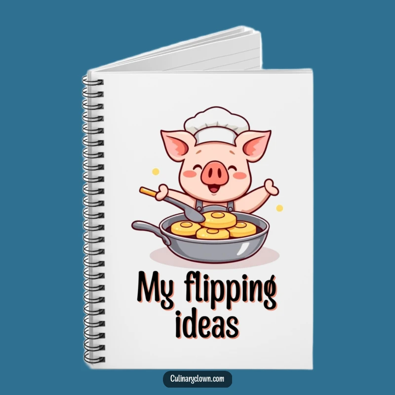 Funny Kawaii Pig Chef Notebook: Happy Pancake Flipping Journal, Perfect Funny Gift