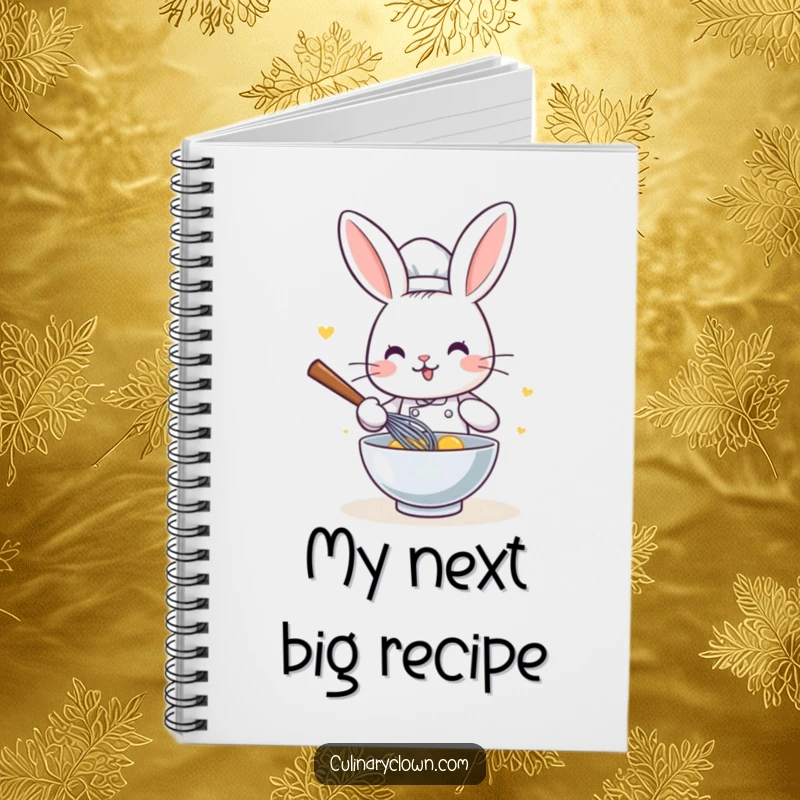 Funny Kawaii Rabbit Chef Notebook: A cute notebook with a cartoon rabbit chef whisking ingredients, perfect for jotting down ideas and recipes.