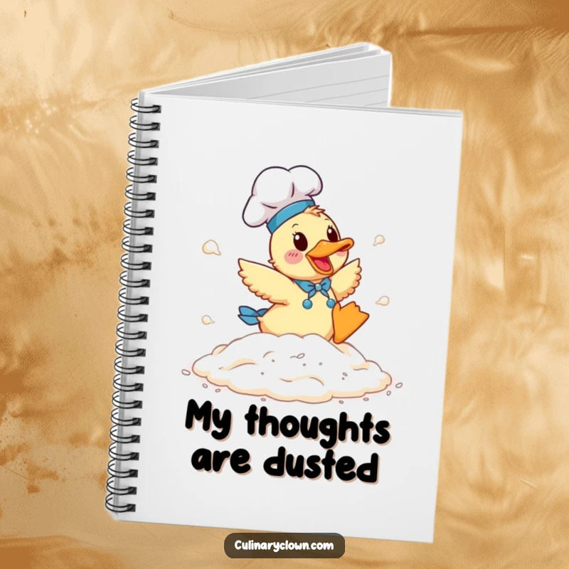 Funny Duck Chef Notebook: A duck chef tumbling in flour, perfect for recipe notes and creative ideas.