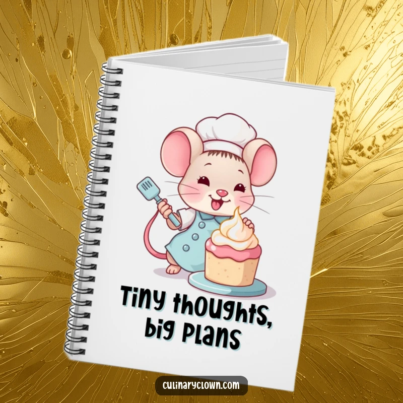 Funny Kawaii Mouse Chef Notebook: Adorable mouse chef decorating a cake, perfect for recipe notes.