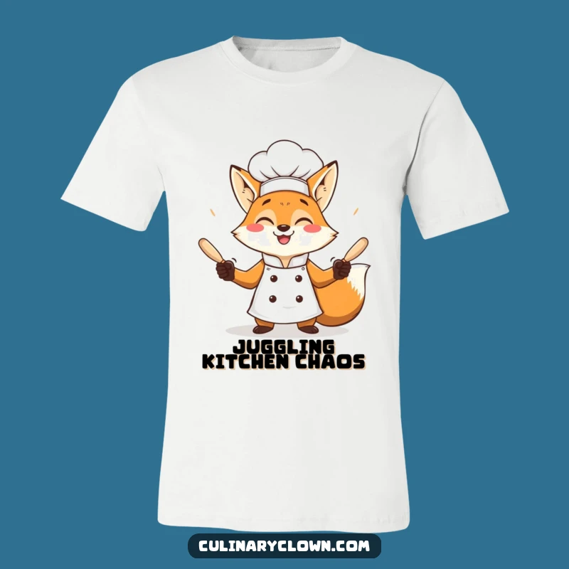 Funny Fox Chef Juggling T-Shirt: Wear Your Culinary Playfulness