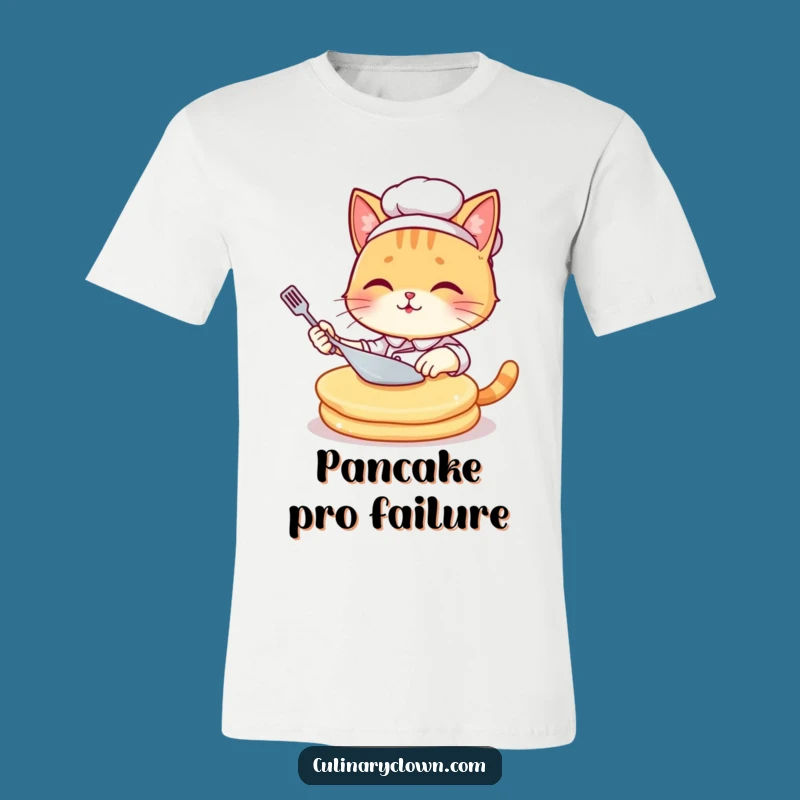 Funny Kawaii Cat Chef Pancake Disaster T-Shirt: A Hilarious Gift for Foodies