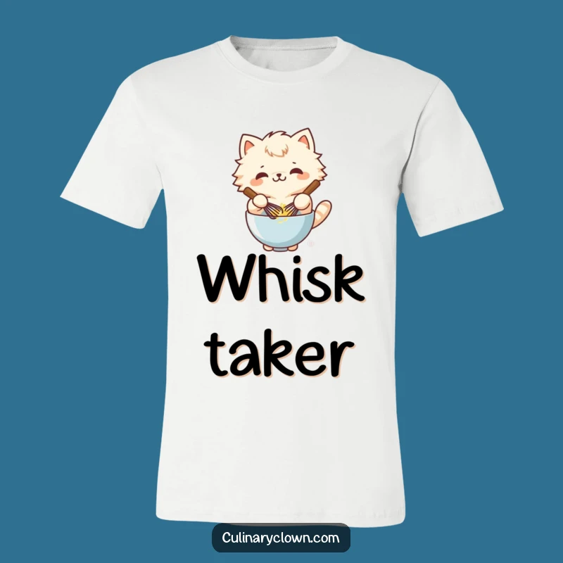 Funny Kawaii Cat Whisking Batter T-Shirt - Hilarious Baking Apparel