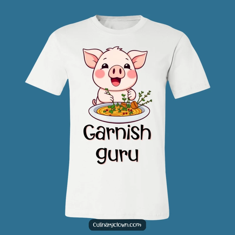 Funny Kawaii Pig Garnishing Dish T-Shirt - Hilarious Foodie Apparel Gift