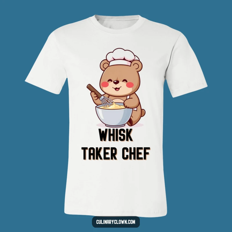 Funny Bear Chef Whisking T-Shirt: Cheerful Baker, Kitchen Fun Tee