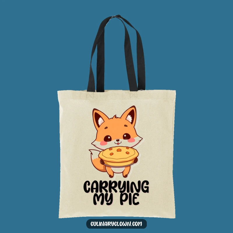 Funny Fox Presenting Pie Tote Bag: Carry Your Treats with Whimsical Style!