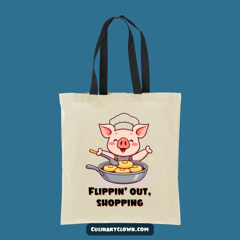 Funny Kawaii Pig Chef Tote Bag: Happy Pancake Flipping Carryall, Ideal Funny Gift