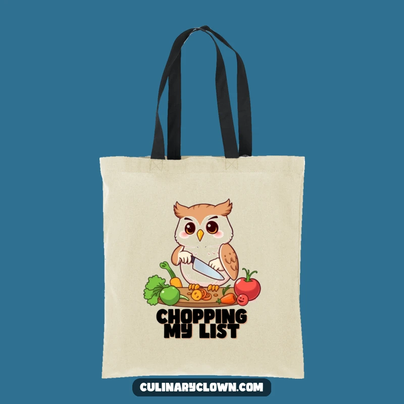 Funny Owl Chopping Veggies Tote Bag: Carry Your Supplies with Chef Precision!