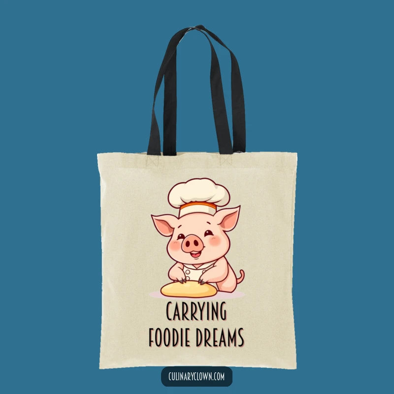 Funny Pig Chef Kneading Dough Tote Bag: Carry Your Kitchen Style