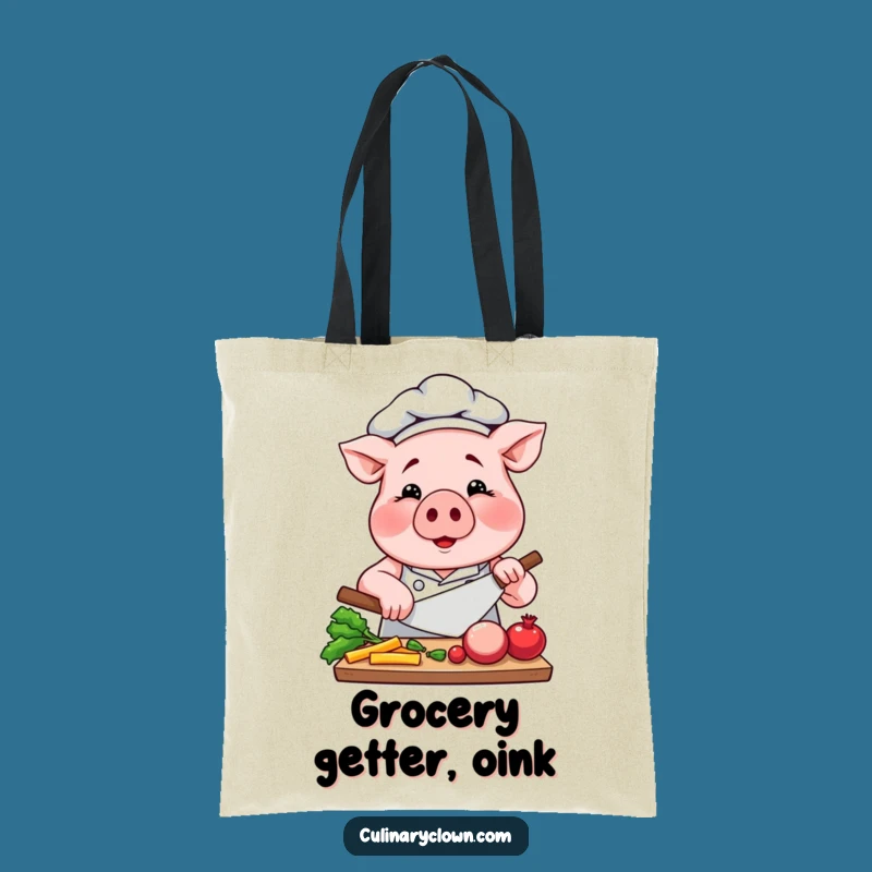 Funny Pig Chef Tote Bag: Carry Your Groceries with This Focused Porker, Great Funny Gift!